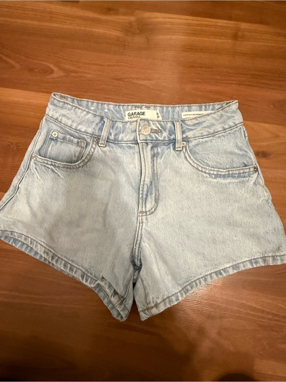 Garage Light Blue High Rise Denim Shorts